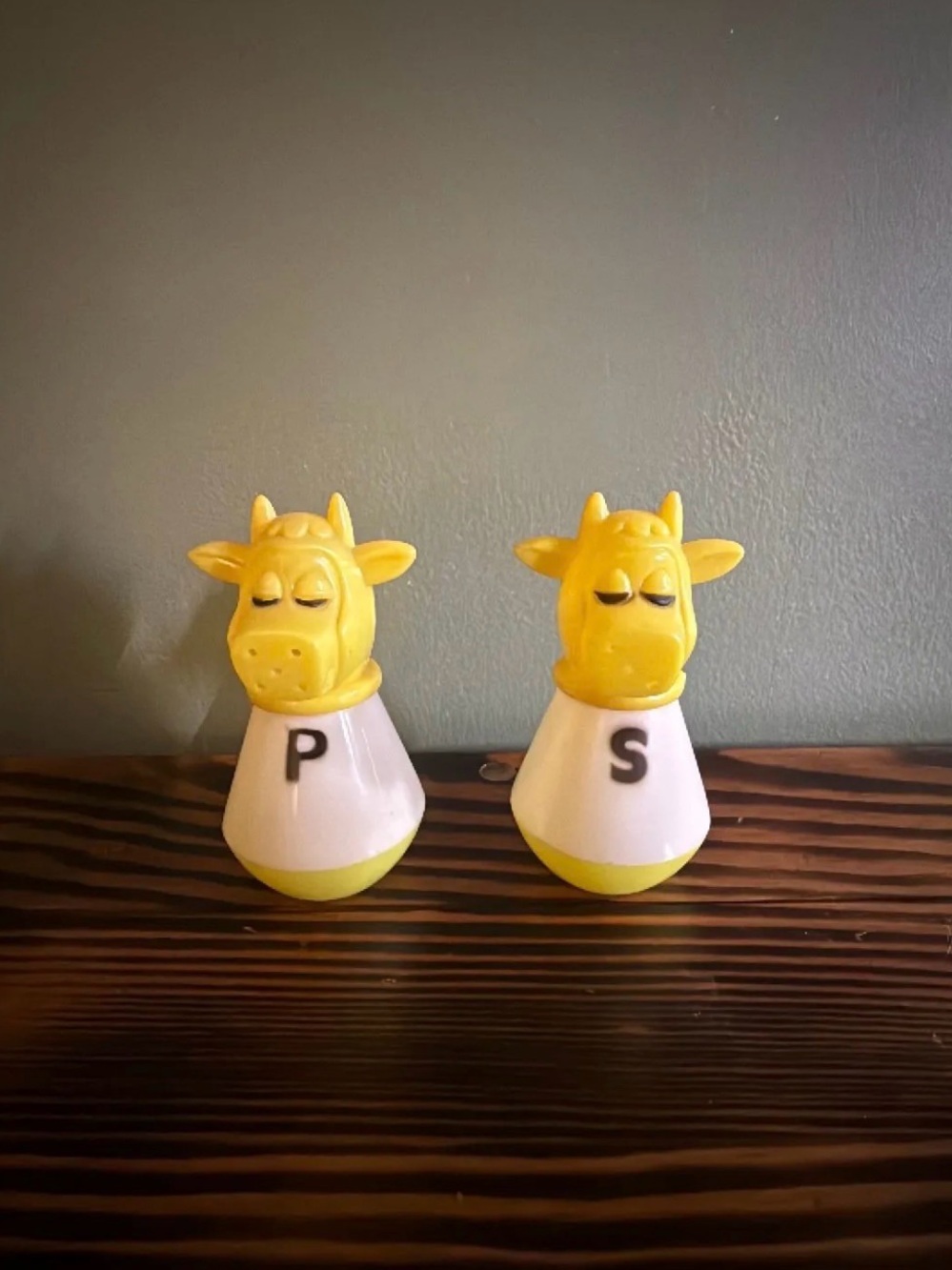 Vintage Yellow Cow Salt and Pepper Shakers - 1970s